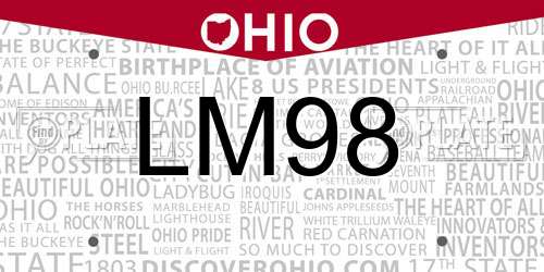 LM98 Ohio License Plate