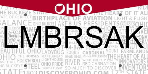 LMBRSAK Ohio License Plate