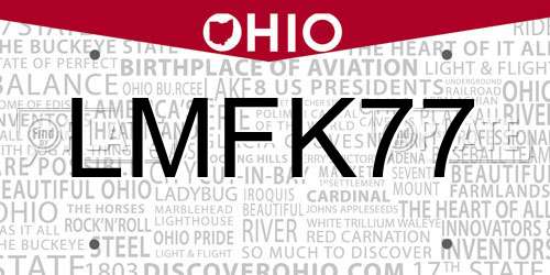 LMFK77 Ohio License Plate