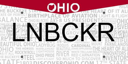 LNBCKR Ohio License Plate