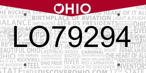 LO79294 Ohio License Plate