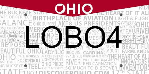LOBO4 Ohio License Plate