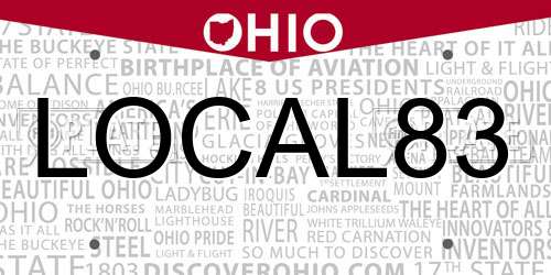 LOCAL83 Ohio License Plate