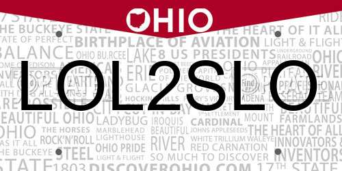 LOL2SLO Ohio License Plate