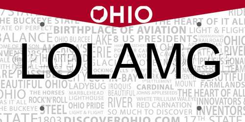 LOLAMG Ohio License Plate