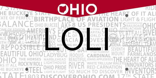 LOLI Ohio License Plate