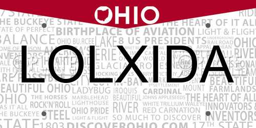 LOLXIDA Ohio License Plate