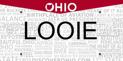LOOIE Ohio License Plate