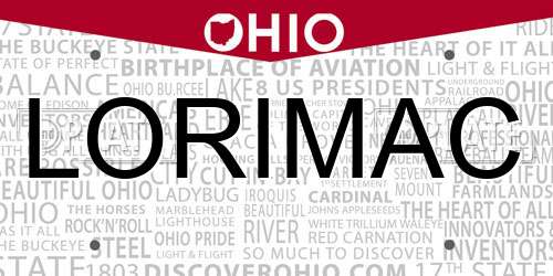 LORIMAC Ohio License Plate