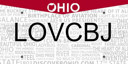 LOVCBJ Ohio License Plate
