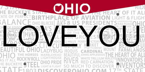 LOVEYOU Ohio License Plate