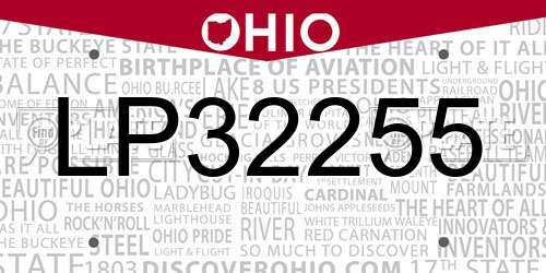 LP32255 Ohio License Plate