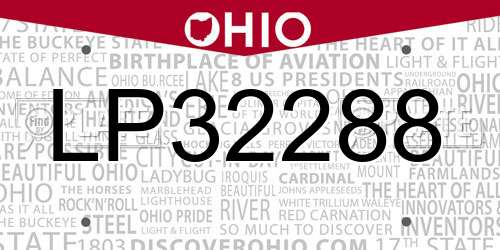 LP32288 Ohio License Plate