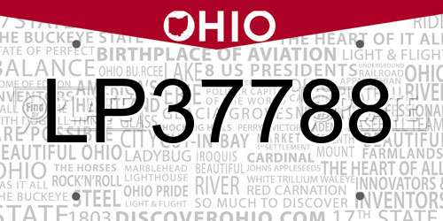 LP37788 Ohio License Plate