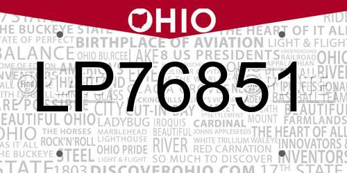 LP76851 Ohio License Plate