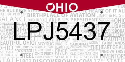 LPJ5437 Ohio License Plate