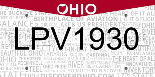 LPV1930 Ohio License Plate