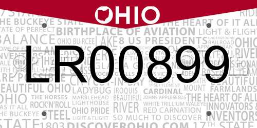 LR00899 Ohio License Plate