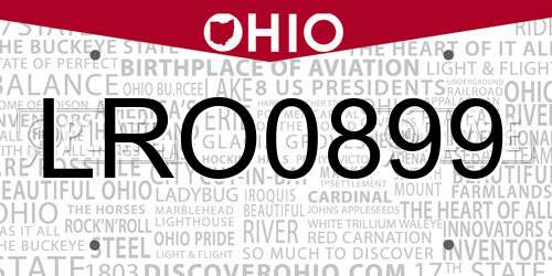 LRO0899 Ohio License Plate