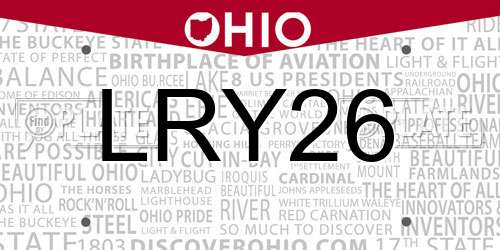LRY26 Ohio License Plate