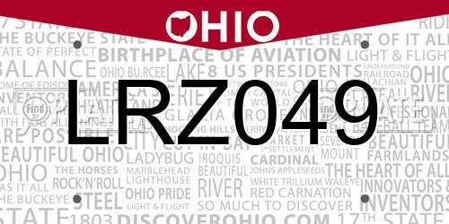 LRZ049 Ohio License Plate