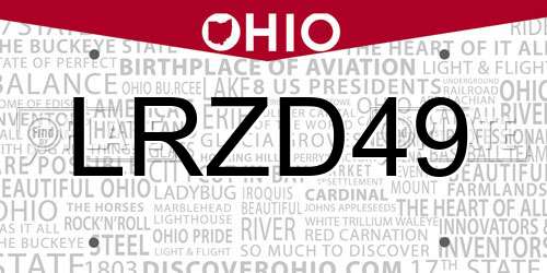 LRZD49 Ohio License Plate