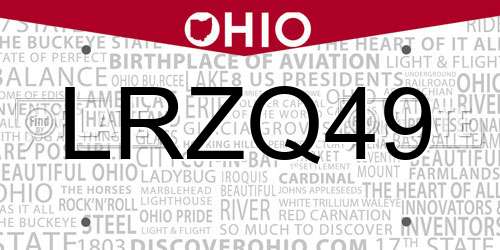 LRZQ49 Ohio License Plate