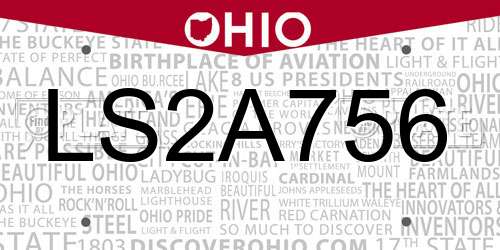 LS2A756 Ohio License Plate
