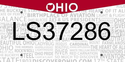 LS37286 Ohio License Plate
