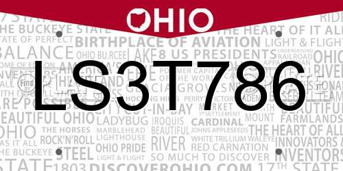 LS3T786 Ohio License Plate