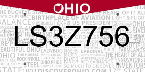 LS3Z756 Ohio License Plate