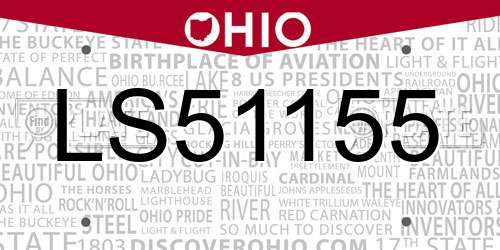 LS51155 Ohio License Plate