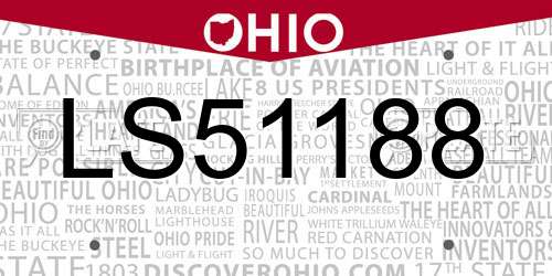 LS51188 Ohio License Plate