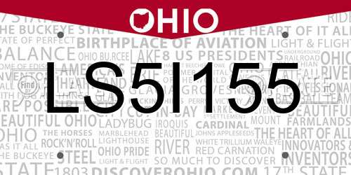 LS5I155 Ohio License Plate