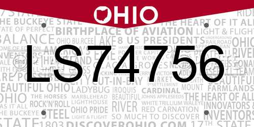 LS74756 Ohio License Plate