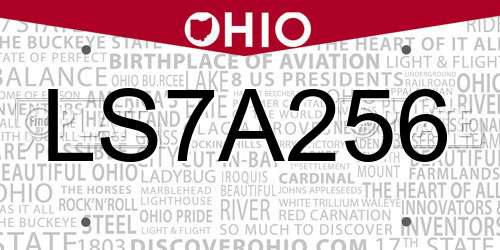 LS7A256 Ohio License Plate