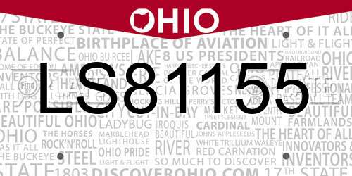 LS81155 Ohio License Plate