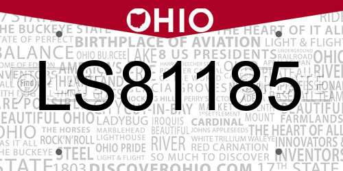 LS81185 Ohio License Plate