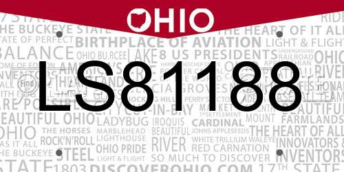 LS81188 Ohio License Plate
