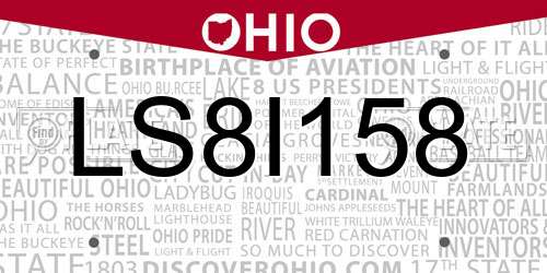 LS8I158 Ohio License Plate
