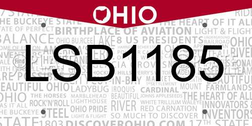 LSB1185 Ohio License Plate