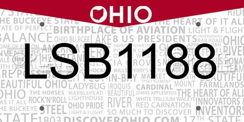 LSB1188 Ohio License Plate
