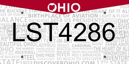 LST4286 Ohio License Plate