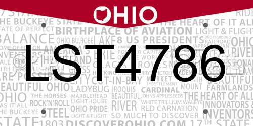 LST4786 Ohio License Plate