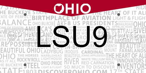 LSU9 Ohio License Plate