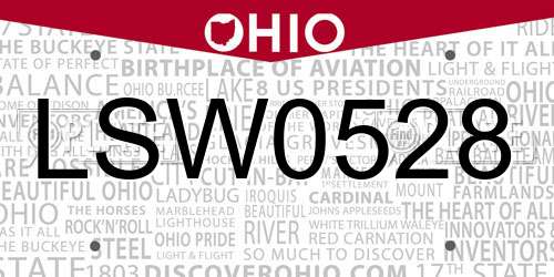 LSW0528 Ohio License Plate