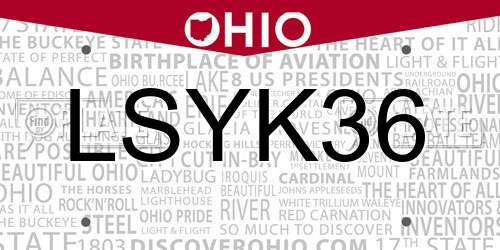 LSYK36 Ohio License Plate