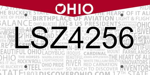 LSZ4256 Ohio License Plate