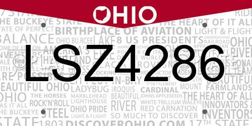LSZ4286 Ohio License Plate
