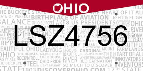 LSZ4756 Ohio License Plate